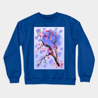 Purple and pink sakura (cherry blossoms) sumi-e Crewneck Sweatshirt